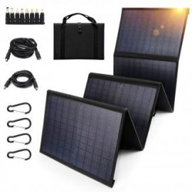 Paneles solares plegables - paneles solares portátiles de 60W con 5v USB y 18v DC para acampar, teléfonos móviles, tabletas y d
