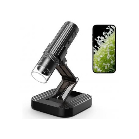 Microscopio WiFi inalámbrico, cámara de inspección portátil USB HD, aumento de 50x-1000x, con soporte plegable, compatible con 
