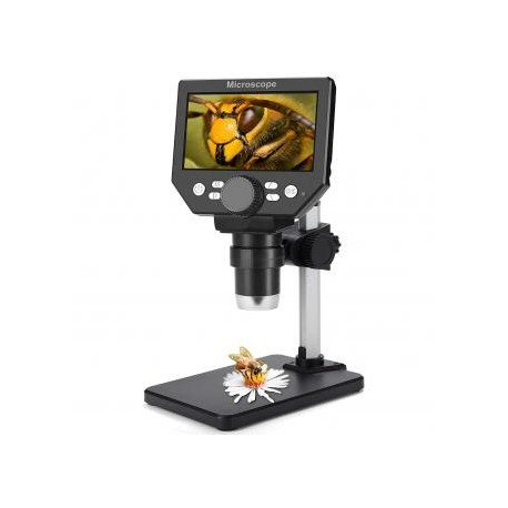 Microscopio USB digital LCD de 4,3 pulgadas, 8MP, aumento de 1-1000X, microscopio grabable de video digital de mano, 8 luces LE