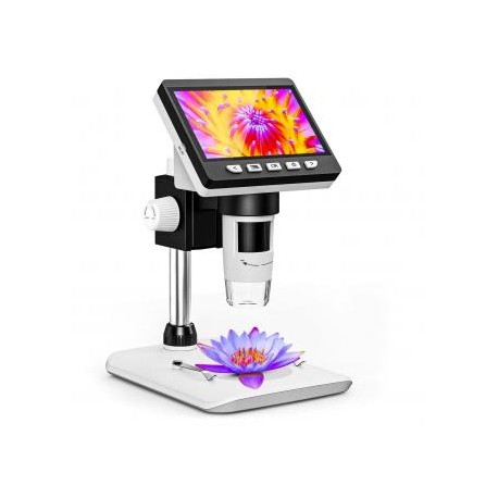 Microscopio digital LCD de 4,3", aumento de 50X-1000X, microscopio USB para niños adultos con 8 luces LED ajustables, compatibl