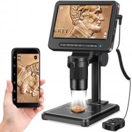Microscopio digital de 5 pulgadas con control remoto, aumento de 1000x, soporte de metal, microscopio USB 1080 FHD con wifi, co