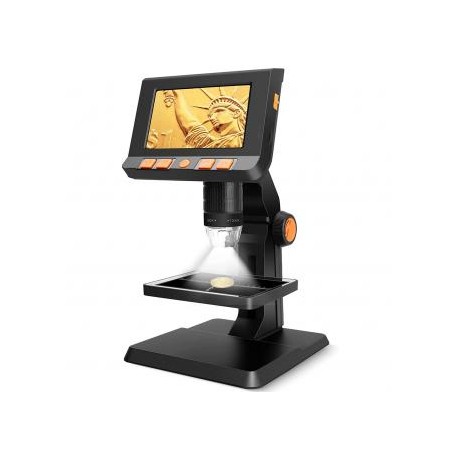 Microscopio digital con monedas P110, pantalla de 4,3", alta resolución 1080P y 2 megapíxeles, aumento 50X-1000X con 8 luces LE