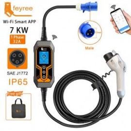 Cargador portátil estándar estadounidense de nueva energía 32a, con pantalla, corriente ajustable, enchufe tipo 1 SAE j1772, en