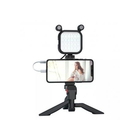 Micrófono de mano, luz de relleno, banda en vivo, conjunto combinado de disparos de vlog para transmisión en vivo, selfie, entr