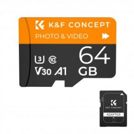 Tarjeta Micro SD U3/V30/A1 de 64GB, Tarjeta de Memoria con Adaptador Adecuada para Cámara de Vigilancia y Cámara de Caza