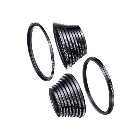 Set Anillos Adaptadores para Filtros, Kit 18 en 1 (Incluye 9 Anillos Adaptadores Step Up + 9 Anillos Adaptadores Step Down)