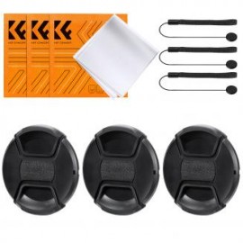 77mm Tapa del Objetivo para Cámara Centro Pinch con Leash*3 + Microfibra Paño de Limpieza al Vacío*3 + Anti-Pérdida de Cuerda*3
