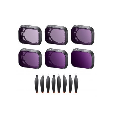 Kit Filtros ND4 + ND8 + ND16 + ND32 + ND64 + ND1000 + Helices para DJI Mini 3 Pro