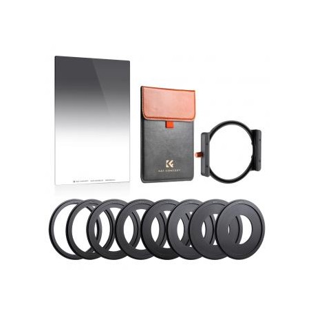 100x100mm Kit de Filtros Cuadrados ND8 Degradado Suave + Portafiltro de Metal + Anillos Adaptadores