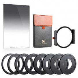 100x100mm Kit de Filtros Cuadrados ND8 Degradado Suave + Portafiltro de Metal + Anillos Adaptadores