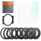 Kit 100mm Filtro Cuadrado Black Mist 1/4 + Portafiltro + 8 Anillos Adaptadores, Serie Nano-X