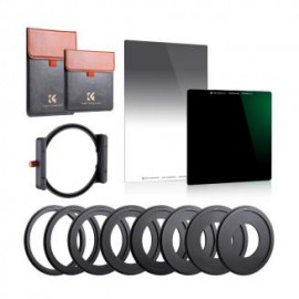 100x100mm Kit de Filtros Cuadrados ND1000 + ND8 Degradado Suave + Portafiltro de Metal + Anillos Adaptadores